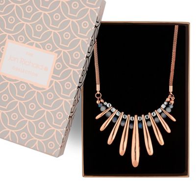 Rose gold beaded stick necklace
